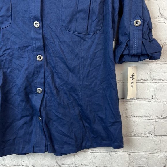 Style & Co Navy Utility Shirt Sizes Medium & Large - Picture 5 of 6